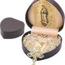 Wedding Lasso with Heart Box, Lazos Para Bodas Catolica, Lasso for Weddings Ceremony, Mexican Weddings Crystal Rosary,Lazo De Bodas Para Los Novios (Gold)