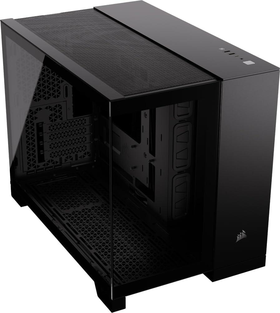 CORSAIR 2500X Tempered Glass mATX PC Case  No Fans Included  Dual-Chamber Design  Wide Cooling Flexibility  Reverse Connection Motherboard Compatible  Black (Small-Tower)