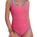 Blooming Jelly Womens Tummy Control Swim Suits One Piece Modest Swimsuits Curvy Neon 2026 Bathing Suit (M, Hot Pink)