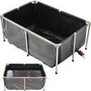 VEVOR KOI Aquarium Tank Above Ground Fish Pond, 127 Gallon Foldable Canvas Fish Pool Pond with Clear Viewing Panel, Outdoor/Indoor No Dig Turtle Goldfish Pond with 304SS Frame and Drain Valve