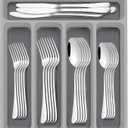 60-Piece Silverware Set with Organizer,AIVIKI Stainless Steel Flatware Set for 12,Cutlery Utensil Sets for Home Restaurant,Tableware Set Include forks spoons and knives,Mirror Polished,Dishwasher Safe