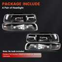 Headlights Tail Lights Kit Compatible with 1999-2002 Chevy Silverado 1500 2500 3500 Black Head light Rear Taillights Assembly