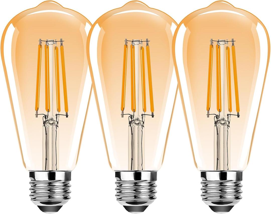 ST19 Vintage LED Edison Light Bulbs,E26 Led Bulb 25W Equivalent, Vintage LED Filament Bulbs,2.5W Warm White 2200K,250LM,Amber Glass, Non-Dimmable, 3 Pack