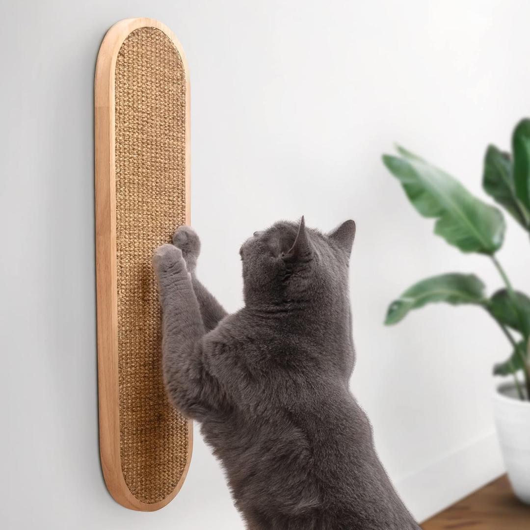7 Ruby Road Wall Mounted Cat Scratcher - Indoor Vertical Scratching Board for Cats - Scratch Pad Post - Wall Furniture (Natural)