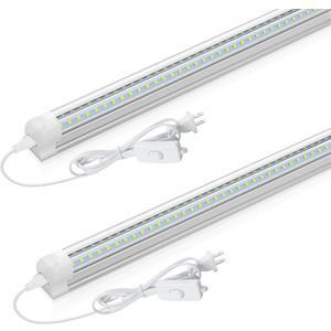 CNSUNWAY LED Shop Light 2ft, 20W 3000LM 6500K, T8 LED Tube Lights, Clear Cover, Ceiling and Utility Shop Lights, Linkable Light Fixture for Room, Garage, Workbench, Warehouse, ETL Listed (2 Pack) (Cool White)