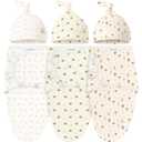 KeaBabies 3-Pack Swaddles for Newborns, Girls, Boys with Hats - Organic Soft Baby Sleep Sacks, Breathable Baby Swaddle 3-6 Months Beanies Set, Premie Infant Sleep Sack 0-3 Months (Nibbles/Bruce) (One Size)