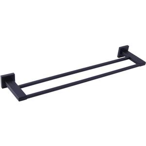 GERZWY 24-Inch Matte Black Bathroom Double Towel Bar SUS 304 Stainless Steel Bath Towel Bar Modern Style Wall Mount JG1902C60-BK