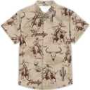 DFZ Funny Hawaiian Shirts for Men Summer Beach Short Sleeve Button Down Shirt Theme Party Shirt (Brown, XXXL)