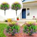 Yunlly 2 Pcs 24.8" Set of 2 Artificial Faux Flower with Spikes UV Resistant Artificial Shrubs Faux Fake Bushes Plants for Garden Yard Front Porch Indoor Outdoor Decoration (Summer)