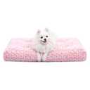 KSIIA Washable Dog Bed Deluxe Plush Dog Crate Beds Comfy Kennel Pad Anti-Slip Pet Sleeping Mat for Large, Jumbo, Medium, Small Dogs Breeds, 29" x 21", Pink