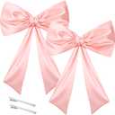 2 Pack Big Pink Bow Decorations Satin Ribbon Twist Tie Bow Large Wall Bow Birthday Party Decor for Coquette Bachelorette Decorations Baby Shower Bridal Party Supplies Pink (23 x 41 Inches)