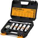 8-Piece 3/8" Drive Spark Plug Socket Set with Universal Joint, Spark Plug Gapper and 6" Extension Bar, SAE & Metric, 5/8", 3/4", 13/16", 14mm, 18mm, CR-V Sockets with Rubber Holding Rings