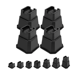 shouwuhho Bed Risers 6 inch, Furniture Risers Elevation in Heights 6 Inch Heavy Duty, Bed Lift Risers for Caster Wheels or Posts of Bed Table Couch, Support up to 6000 lbs, Black, 4 Pack