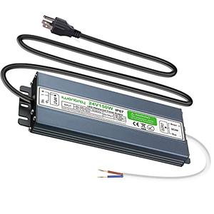 LED Driver 150 Watts Waterproof IP67 Ultra Thin 0.7in 24V DC Output Low Voltage Transformer Outdoor Power Supply Adapter for LED Strip,Landscape Lighting Project, and Any 24V LED Lights