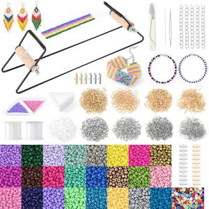 NOTIONSLAND Bead Loom Kits for Adults, Beading Loom with 10000 pcs Beading Supplies, Bracelet Earring Making Kits for Beginners