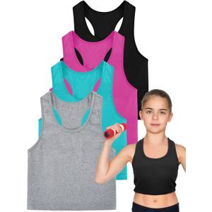 4 Pieces Girls Dance Tank Top Racerback Crop Tank Top Sleeveless Dance Top for Ballet Sport Gymnastics Dancewear(7-8 Year)