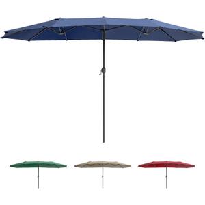 TECYFNTLN Outdoor Umbrella for Patio, Double Sided Pool Rectangle Umbrellas with Crank Handle, Large Table Umbrella for Deck, Market, Backyard (15ft, Blue)
