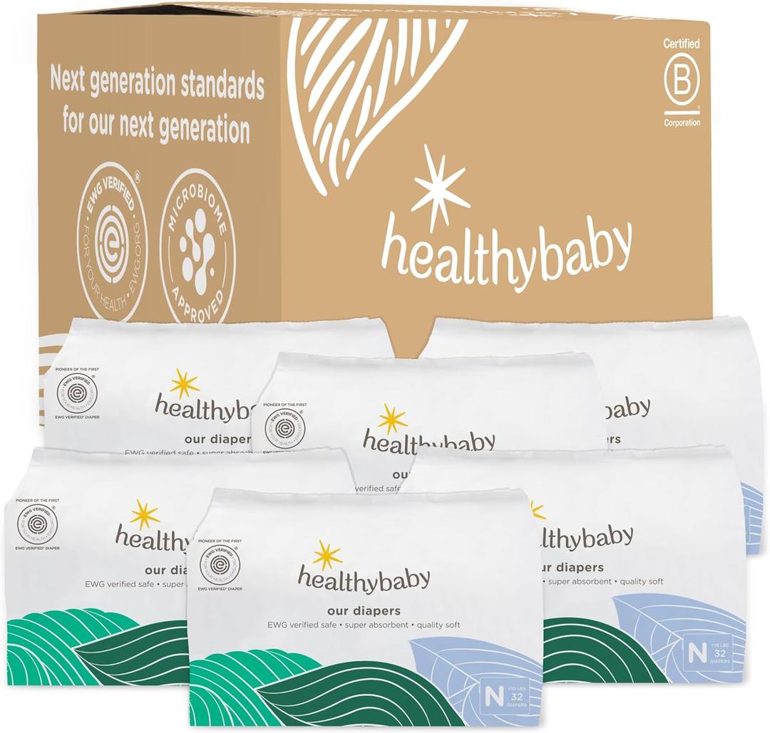 Our Diapers | EWG Verified Safe & Plant-Based Diapers | Leak Protection | Soft Organic Cotton Shell | Chlorine-Free Diaper for Sensitive Skin | Size Newborn (<10 lbs) 192 Count