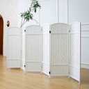 Furnnylane 6 Panel Rattan Divider Short Room Partition Screen,Double Sided Folding Divider for Room Separation,White,47.2" H x 94.5" W