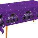 Graduation Party Decorations, Gongrats Grad Tablecover for Graduation Party Supplies, 3 pcs Purple Table Cloths, 54"x108"