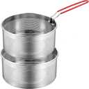 Pasta Strainer Set of 2, Stainless Steel Noodle strainer, 18cm with Removable Handle Metal Pasta Strainer Basket Deep Fryer Basket, Kitchen Colander for Washing Draining Deep-frying Boiling Steaming