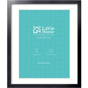 LaVie Home 22x28 Picture Frame Black Poster Frame,Display Pictures 18x24 with Mat or 22x28 Without Mat, Stable and Sturdy Frame and Polished Plexiglass, Horizontal and Vertical Format of The Walls