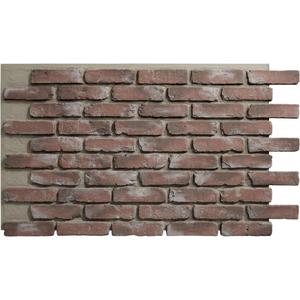 EverStone Aged Brick Faux Brick Panel, 46 7/8"W x 27"H x 1 1/4"D, Burnished Red Color