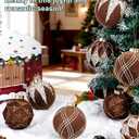 Ciaell 12PCS Brown Velvet Christmas Ornaments - 3.15inch Christmas Tree Balls - Shatterproof Plastic Balls Xmas Hanging Ornaments with Gift Box for Holiday Indoor Outdoor Decorations