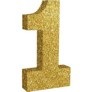 TONIFUL 7.8 Inch Gold Glitter Number 1 Wooden Table Centerpieces Birthday Party Decorations,Shining Golden Digit 1 for Birthday Decorations,New Year,Graduation Decoration,Anniversary,Prop (1 Pack)