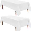 VidaFete Tablecloth 60 * 120inch 2pack Rectangle Table Cloth Polyester, Stain Wrinkle Resistant Dining Table Cover for Kitchen Dinning Party Wedding Rectangular Tabletop Buffet Decoration(White)