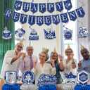 12Pcs Retirement Party Decorations for Men Women Blue Silver Happy Retirement Banner Honeycomb Centerpiece Swirls Party Supplies Retired Farewell Party Set Work Graduation Party Decorations