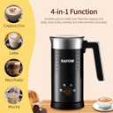 4 in 1 Electric Milk Frother: 10oz/350 mL Large Capacity Electric Milk Steamer for Hot and Cold Milk Froth - Automatic Milk Frother & Warmer for Latte, Cappuccinos, Macchiato, Hot Chocolate