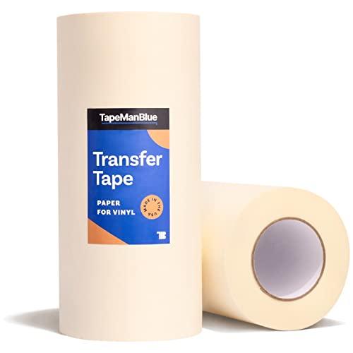 12" x 300' Roll of Paper Transfer Tape for Vinyl, Made in America, Premium-Grade Transfer Paper for Vinyl with Layflat Adhesive for Cricut Crafts, Decals, and Letters