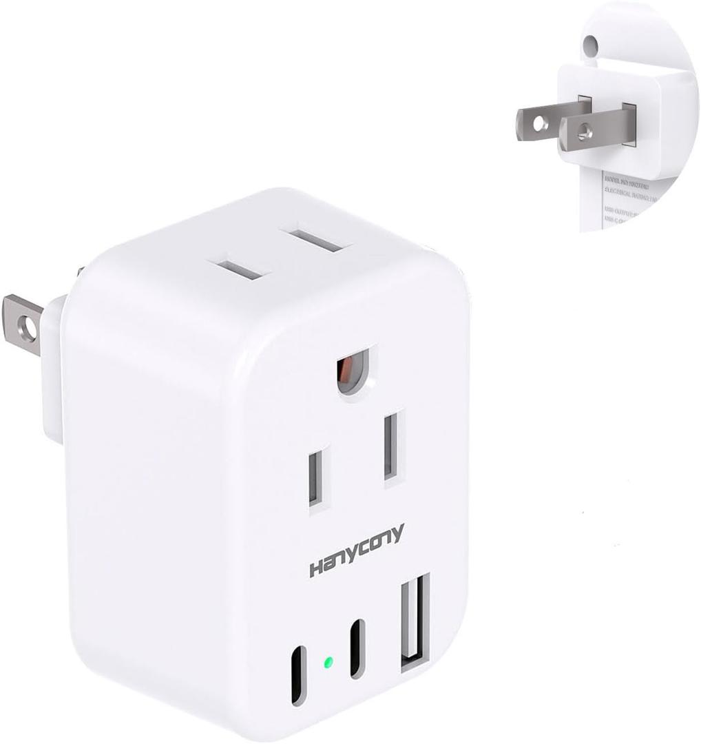 US to Japan Plug Adapter, HANYCONY Japan Power Travel Adpter with 2 Outlets 3 USB Ports(2 USB C), Type A Plug Adapter for Amercian USA to Japanese China Canada Mexico Philippines Peru
