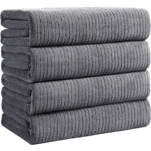 Bath Towels Set of 4 Extra Large 35 x 70 Inches,Luxury Thick High Absorbent Quick Dry Bath Sheet,Ultra Soft Microfiber,Bathroom,Beach,Yoga,Sport,SPA (Grey)