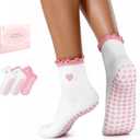 ALLIVE Pilates Socks with Grips for Women, Bamboo Breathable Non Slip Socks for Yoga, Barre, Studio, and Home Use
