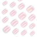 8 x Square Press on Nails Short Fake Nails Pink Ombre False Nails with White Tip Design Glue on Nails Glossy Full Cover Stick on Nails Pink Acrylic Nails Cute Artificial Nails for Women Manicure 24Pcs