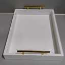 16"x12" Serving Trays with Handles, White Decorative Serving Tray, Ottoman Trays, Living Room, Bathroom, and Outdoors Decorative Trays (White)