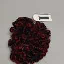 Afro Puff Drawstring Ponytail with Bangs, Black to Burgundy Kinky Curly Ponytail Bun with Bangs Updo Hairpieces, Short Afro Puffs with Bang for Black Women (Black to Burgundy 1BTBug)