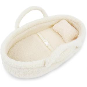 June Garden Cozy Dream Doll Bassinet - Baby Doll Portable Carrier - Fits for American Girl Dolls or Teddy Bears up to 14" - Cream White