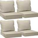 AAAAAcessories Outdoor Seat Cushions for Chairs, Fade-Resistant, Waterproof Patio Furniture Replacement Cushions, 24" x 24" x 5" + 24" x 19", Set of 4, Beige