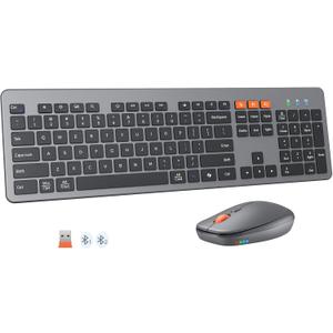 MEETION Bluetooth Keyboard and Mouse, Wireless Keyboard Mouse, Low-Profile Quiet Keys Full Size Keyboards and 4 Adjustable DPI Mouse for Windows/Laptop/PC/MacBook/Mac, New Version