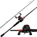 Kilitn Fishing Rod and Reel Combo, Baitcasting Combo Baitcast Reel, 6 Foot 7 Foot 2-Piece, Durable Fiberglass Wrapped Carbon Fiber Rod with Comfortable EVA Handle, Large, Style: Left-hand Reel - 6 Ft 2 Piece Rod