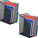 Mind Reader Vertical File Storage, Set of 2, Desktop Organizer, Workspace, Office, Metal Mesh, 6.25" L x 10" W x 12.5" H, Black