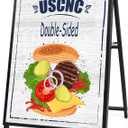 USCNC 24 x 36 Inch A Frame Sign Double-Sided Folding Sandwich Board Heavy Duty Slide-in Sidewalk Signboard for Outdoor Street Advertising Poster(Frame only, No white board)
