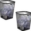 Mind Reader Mesh Trash Can, Waste Paper Basket, Square, Office, Metal Mesh, 9.75"L x 9.75"W x 12.25"H, Set of 2, Black