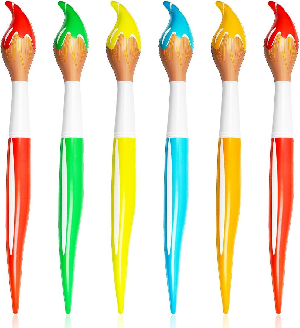 6 Pcs 41.4 Inch Giant Inflatable Paint Brush Large Blow up Paintbrushes Colored Inflatable Paintbrushes Art Paint Brushes Balloon Prop Kit for School Classroom Events and Birthday Party Decorations