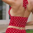 Women's Polka Dot Halter Top Y2k Crop V Neck Sexy Open Back Tie Up Tank Tops (XL)