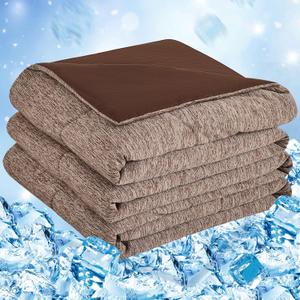 CHOSHOME Cooling Comforter, Cooling Blanket for Hot Sleeper, Q-Max 0.45 Arc-Chill Cooling Fiber, Cool Soft Thin Breathable Summer Blanket for Bed, Couch (60" x 90", Brown)