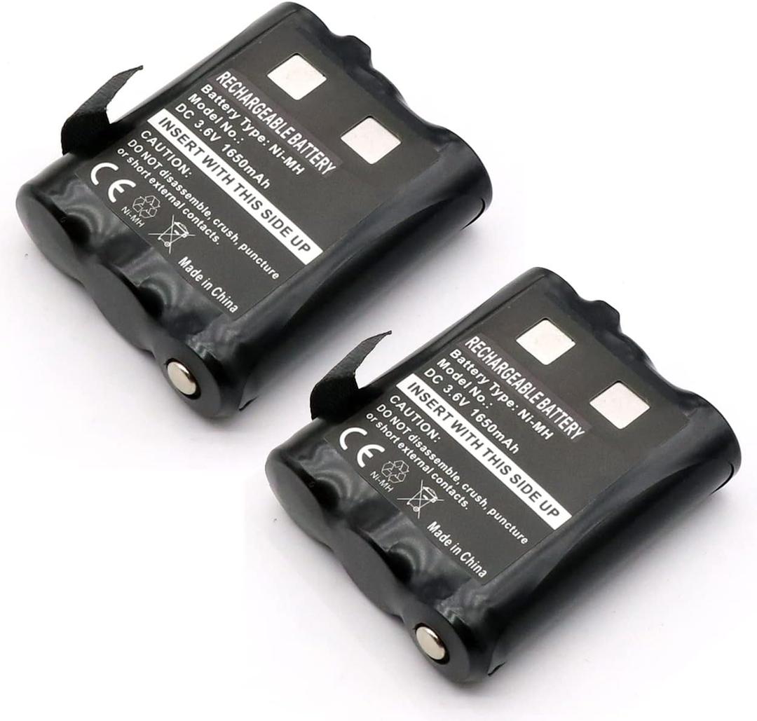 2X 1650mAh Battery PMNN4477AR 1532 Compatible with Motorola Talkabout T200 T210 T260TP T265 T270 T280 T400 T402 T460 T465 T470 T475 T480 T500 T503 T600 T605 H2O T800 T801 T802 Ni-MH 3.6V
